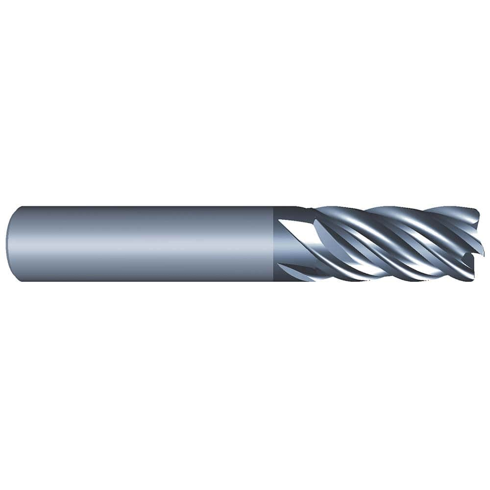 Corner Radius End Mill: 1/4″ Dia, 1″ LOC, 0.06″ Radius, 5 Flutes, Solid Carbide 2-1/2″ OAL, 1/4″ Shank Dia, Variable ° Helix, AlCrN Coated, Corner Radius End, Centercutting, Series Eliminator