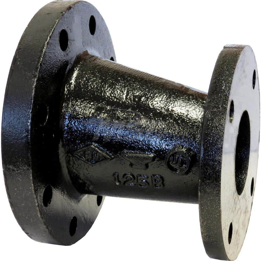 Black Eccentric Reducer: 10 x 8″, 125 psi, Threaded Cast Iron, Black Finish, Class 125