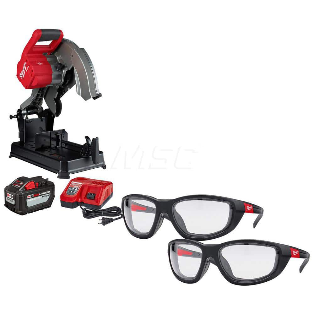 Chop & Cut-Off Saws; Cutting Style: Straight; Arbor Hole Size: 1 in; Voltage: 18; Includes: Bare Tool; Battery; Charger; (2) Pairs of Safety Glasses; RPM: 4000