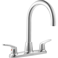 Lavatory Faucets; Type: Kitchen Faucet; Inlet Location: Back; Spout Type: Swivel; High Arc; Inlet Pipe Size: 1-1/2 in; Design: Two Handle; Inlet Gender: Male; Handle Type: Lever; Maximum Flow Rate: 1.5; Mounting Centers: 8; Material: Metal; Drain Type: No