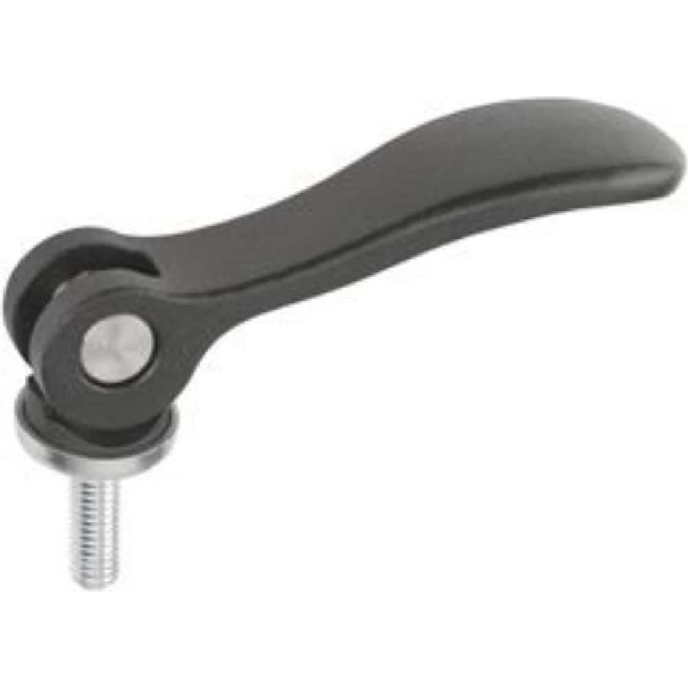 Clamp Cam Levers; Type: Adjustable External Thread Cam Lever; Hole Diameter (Inch): 0.2400; Hole Diameter (mm): 0.2400; Hole Center to Lever End (Decimal Inch): 1.4300; Overall Width (Decimal Inch): 0.5700; Travel (Decimal Inch): 0.0400; Material: Steel;