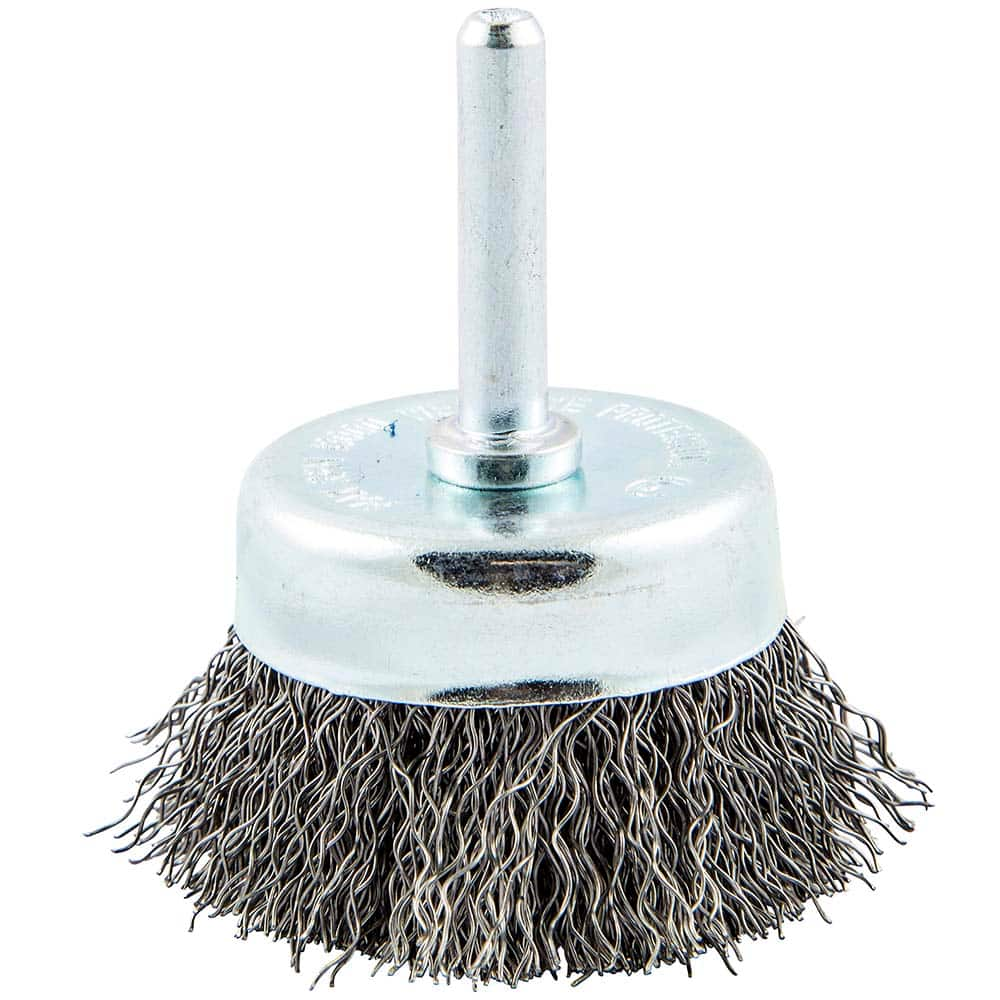 Norton - 1-3/4" Diam 1/4" Shank Carbon Steel Fill Cup Brush - Caliber Tooling