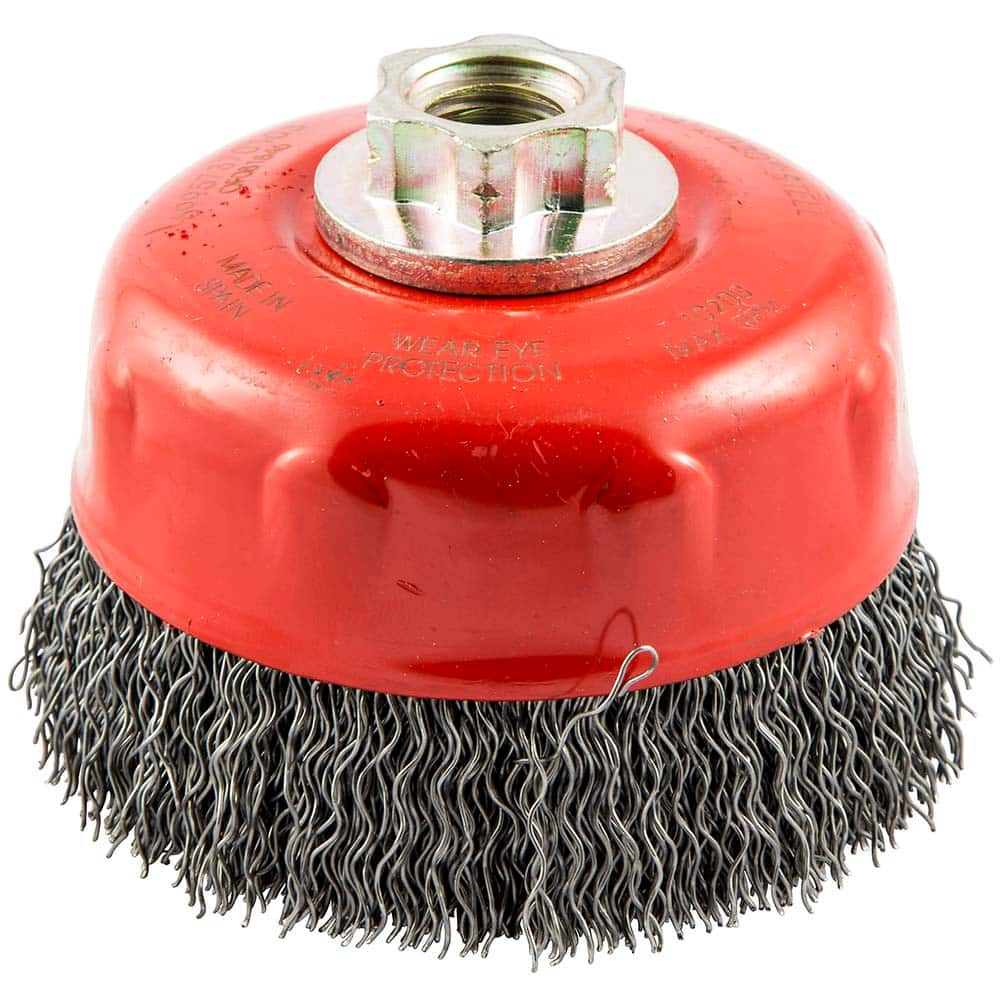 Norton - 4" Diam 5/8-11 Threaded Arbor Carbon Steel Fill Cup Brush - Caliber Tooling