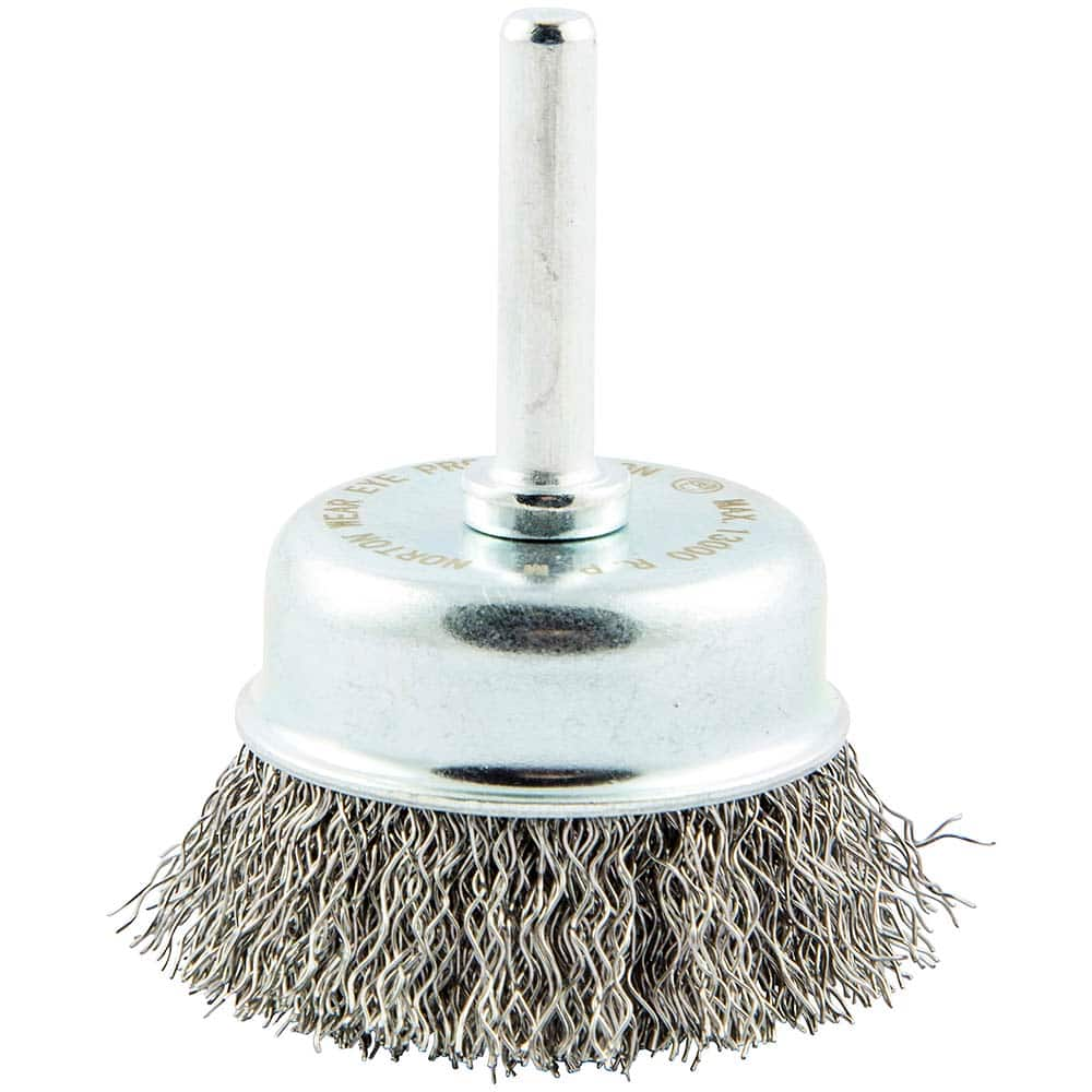 Norton - 1-3/4" Diam 1/4" Shank Carbon Steel Fill Cup Brush - Caliber Tooling