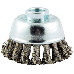 Norton - 3" Diam 5/8-11 Threaded Arbor Stainless Steel Fill Cup Brush - Caliber Tooling