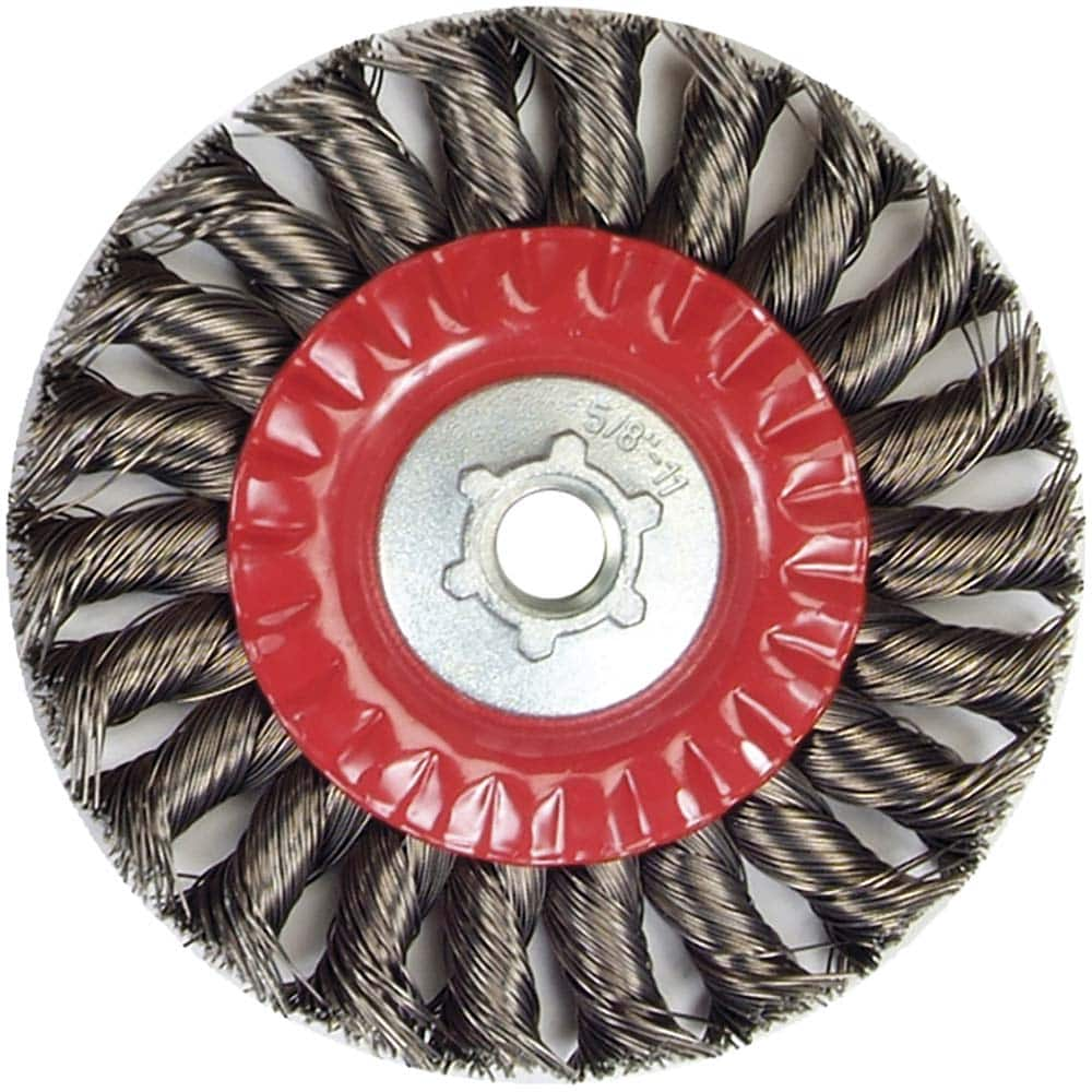 Norton - 5" OD, 5/8-11 Arbor Hole, Knotted Carbon Wheel Brush - Caliber Tooling