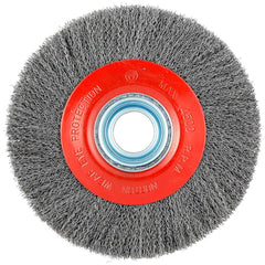 Norton - 8" OD, 1-1/4" Arbor Hole, Crimped Carbon Wheel Brush - Caliber Tooling