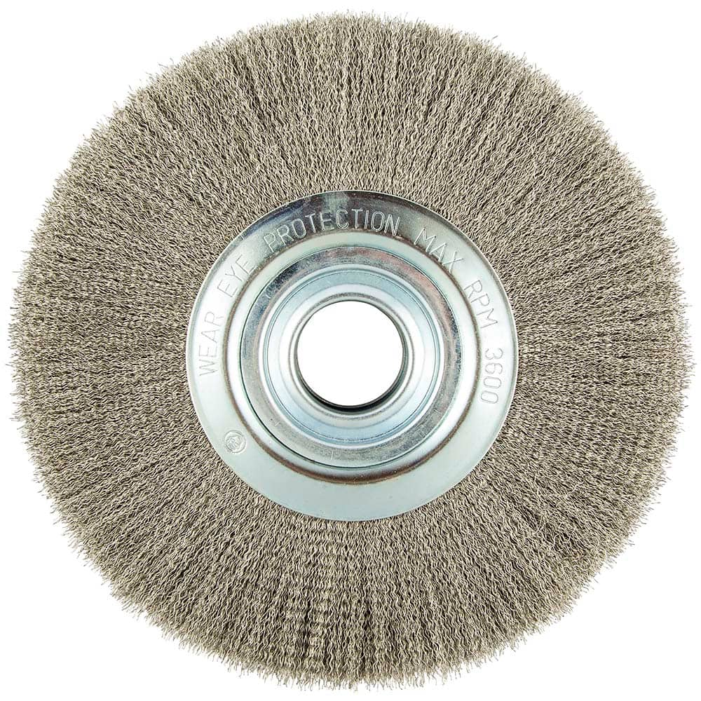 Norton - 12" OD, 2" Arbor Hole, Crimped Carbon Wheel Brush - Caliber Tooling