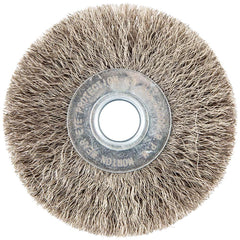 Norton - 3" OD, 1/2" Arbor Hole, Crimped Stainless Steel Wheel Brush - Caliber Tooling