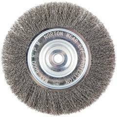 Norton - 8" OD, 5/8" Arbor Hole, Crimped Carbon Wheel Brush - Caliber Tooling