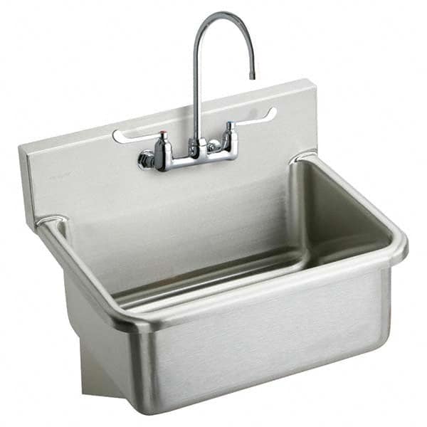 ELKAY - Stainless Steel Sinks Type: Hand Sink Wall Mount w/Manual Faucet Outside Length: 25 (Inch) - Caliber Tooling