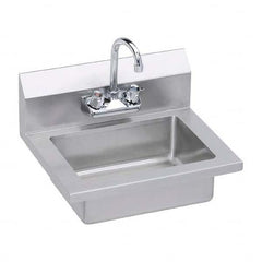 ELKAY - Stainless Steel Sinks Type: Hand Sink Wall Mount w/Manual Faucet Outside Length: 18 (Inch) - Caliber Tooling