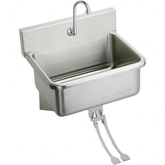 ELKAY - Stainless Steel Sinks Type: Hand Sink Wall Mount w/Double Knee Valve Outside Length: 25 (Inch) - Caliber Tooling