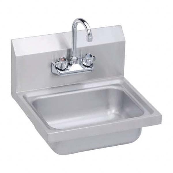 ELKAY - Stainless Steel Sinks Type: Hand Sink Wall Mount w/Manual Faucet Outside Length: 17 (Inch) - Caliber Tooling