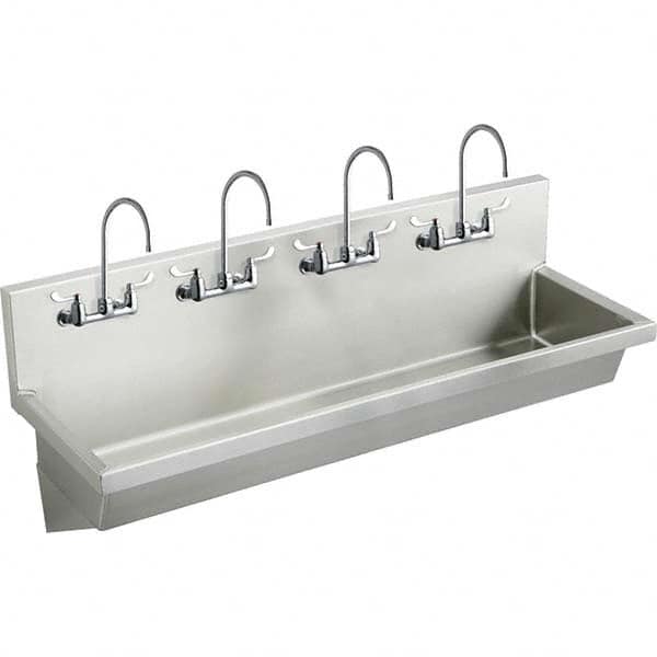 ELKAY - Stainless Steel Sinks Type: (4) Person Wash-Station w/Manual Faucet Outside Length: 96 (Inch) - Caliber Tooling