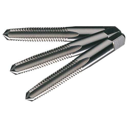 ‎1/4-28 UNF Flute Carbon Steel Standard Taper, Plug, and Bottoming Hand Tap Set- Bright - Exact Industrial Supply