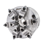 6-Jaw SET-TRU Forged Steel Body Scroll Chuck with Two-Piece Hard Reversible Jaws, Flat Back,20" - Caliber Tooling