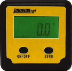 Johnson Level & Tool - (4) 90° Measuring Range, Magnetic Base Digital Protractor - 0.10° Resolution, Accuracy Up to 0.10°, Alkaline AAA Battery Not Included - Caliber Tooling