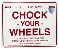 Vestil - "Chock Your Wheels", Aluminum Safety Sign - Use for Accident Prevention - Caliber Tooling