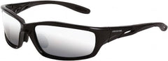 CrossFire - Silver Mirror Lenses, Framed Safety Glasses - Scratch Resistant, Black Frame, Size Universal, Wrap Around - Caliber Tooling