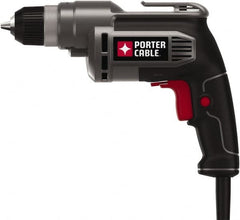 Porter-Cable - 3/8" Keyless Chuck, 2,500 RPM, Pistol Grip Handle Electric Drill - 6.5 Amps, 120 Volts, Reversible, Includes 3/8" Drill - Caliber Tooling