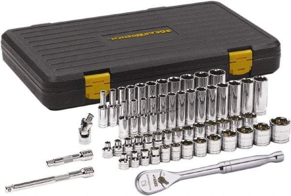 GearWrench - 56 Piece 3/8" Drive Chrome Finish Deep Well Socket Set - 6 Points, 1/4" to 1" (6mm to 19mm) Range, Inch/Metric Measurement Standard - Caliber Tooling