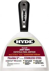 Hyde Tools - 5" Wide Flexible Blade Stainless Steel Joint Knife - Flexible, Nylon Handle - Caliber Tooling