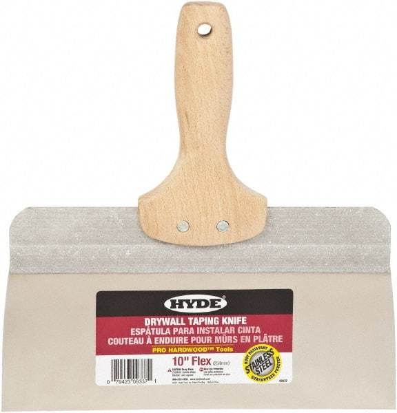 Hyde Tools - 10" Wide Flexible Blade Stainless Steel Joint Knife - Flexible, Hardwood Handle - Caliber Tooling