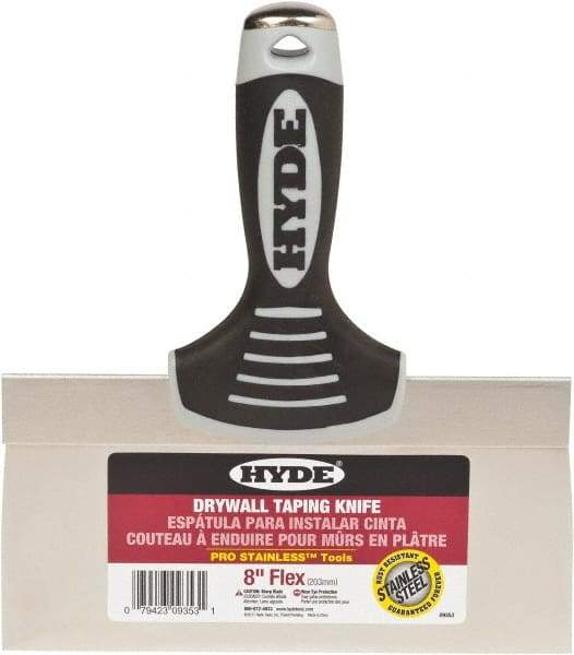 Hyde Tools - 8" Wide Flexible Blade Stainless Steel Joint Knife - Flexible, Plastic Overmold Handle - Caliber Tooling