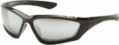 PYRAMEX - Silver Mirror Lenses, Framed Safety Glasses - Anti-Fog, Scratch Resistant, Black Nylon Frame, Size Universal, Wrap Around - Caliber Tooling