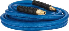 PRO-SOURCE - 3/8" ID x 0.6102" OD 25' Long Multipurpose Air Hose - MNPT(Swivel) x MNPT(Swivel) Ends, 300 Working psi, -40 to 176°F, 1/4" Fitting, Transparent Blue - Caliber Tooling