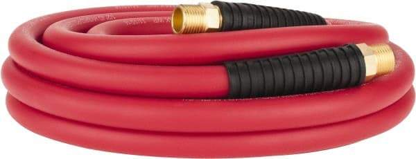 PRO-SOURCE - 1/2" ID x 0.7874" OD 25' Long Multipurpose Air Hose - MNPT x MNPT Ends, 300 Working psi, -40 to 180°F, 1/2" Fitting, Red - Caliber Tooling