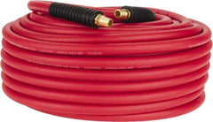 PRO-SOURCE - 3/8" ID x 0.6496" OD 100' Long Multipurpose Air Hose - MNPT x MNPT Ends, 300 Working psi, -40 to 180°F, 1/4" Fitting, Red - Caliber Tooling