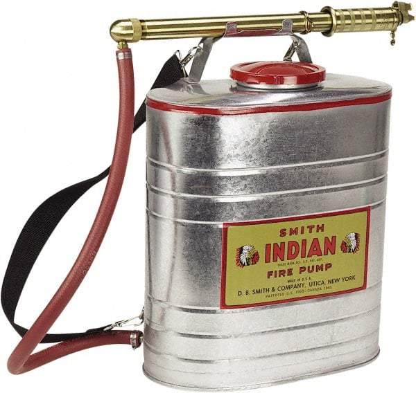 Smith Indian - 5 Gal Chemical Safe Garden Fire Pump - Steel Tank, Wide Mouth, Reinforced Hose - Caliber Tooling