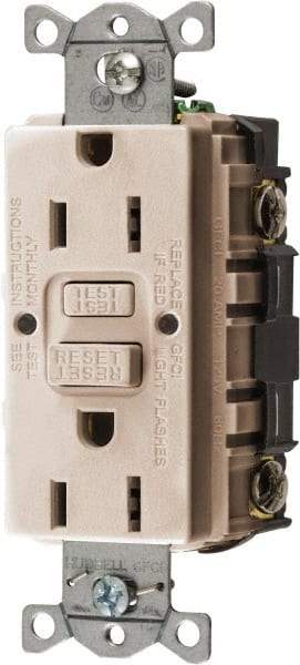 Hubbell Wiring Device-Kellems - 1 Phase, 5-15R NEMA, 125 VAC, 15 Amp, GFCI Receptacle - 2 Pole, Back and Side Wiring, Commercial Grade - Caliber Tooling