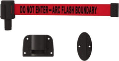 Banner Stakes - 15' Long x 2-1/2" Wide Nylon/Polyester Wall-Mounted Indoor Barrier - Black on Red - Caliber Tooling