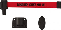 Banner Stakes - 15' Long x 2-1/2" Wide Nylon/Polyester Wall-Mounted Indoor Barrier - Black on Red - Caliber Tooling