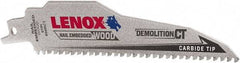 Lenox - 6" Long x 1" Thick, Carbide Reciprocating Saw Blade - Tapered Profile, 6 TPI, Toothed Edge, Tang Shank - Caliber Tooling