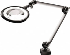 Waldmann Lighting - 39 Inch, Articulated, Clamp Mounted, LED, Silver, Magnifying Task Light - 14 Watt, 100 to 240 Volt, 1.75x Magnification, 160mm Wide - Caliber Tooling