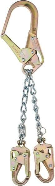 MSA - 6' Long, 310 Lb Capacity, 2 Leg Locking Snap Hook Harness Lanyard - Webbing, Locking Rebar Hook Anchorage Connection - Caliber Tooling