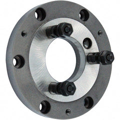 Lathe Chuck Adapter Back Plates; Nominal Chuck Size: 5 in; Mount Type: D1-6; Spindle Nose Type: D Series; Chuck Compatibility: Self-Centering Chucks; Through-hole Diameter: 55 mm; Chuck Diameter Compatibility: 5 in; 125 mm; Material: Cast Iron; Through-Ho