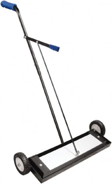 Shields Magnetics - 24" Long Push Magnetic Sweeper with Wheels - 4" Wide x 2" High x 36" Long, 7" Wheel Diam, 2" Clearance - Caliber Tooling