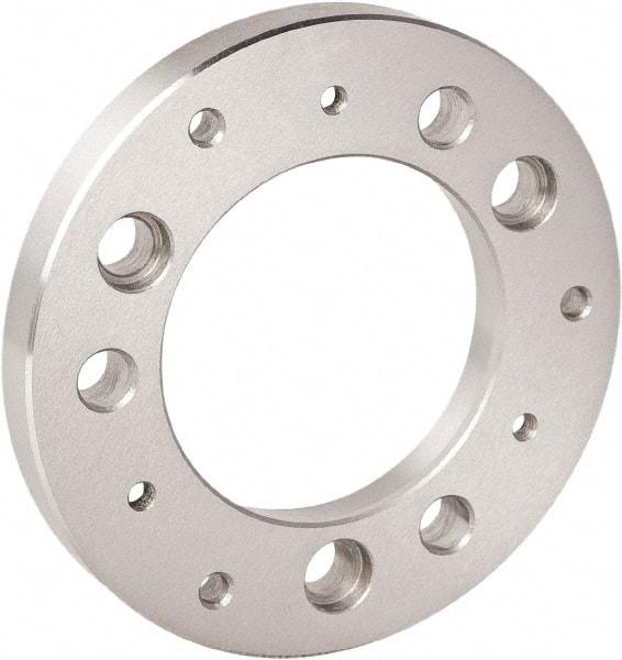 Bison - Adapter Back Plate for 5" Diam Bison Power Lathe Chucks - A2-4 Mount, 61mm Through Hole Diam - Caliber Tooling