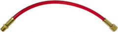 PRO-SOURCE - 1/4" ID 1' Long Lead-In Whip Hose - FNPT x MNPT Swivel Ends, 200 Working psi, 165°, 1/4" Fitting, Transparent Red - Caliber Tooling