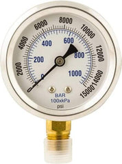 Value Collection - Hydraulic Pressure Gages & Adapters Type: Dry Gauge Pressure Rating: 0 - 15000 - Caliber Tooling