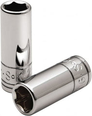 SK - 9/32", 1/4" Drive, Deep Hand Socket - 6 Points, Steel, Chrome Finish - Caliber Tooling