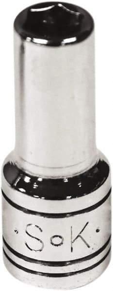 SK - 1/4" Drive, Deep Hand Socket - 6 Points, Steel, Chrome Finish - Caliber Tooling