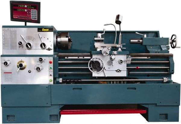 Enco - 18" Swing, 80" Between Centers, 230/460 Volt, Triple Phase Engine Lathe - 7MT Taper, 7-1/2 hp, 25 to 1,800 RPM, 3-1/8" Bore Diam, 40" Deep x 48-7/8" High x 136-1/8" Long - Caliber Tooling