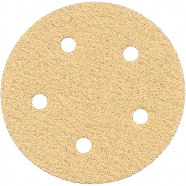 Tru-Maxx - 5" Diam, 80 Grit, Aluminum Oxide Hook & Loop Disc - Medium Grade, Coated, C Weight Paper Backing, - Caliber Tooling