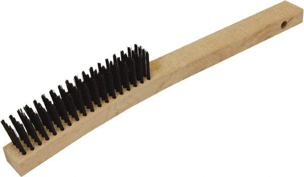 O-Cedar - 18 Rows, Steel Wire Brush - 10" Brush Length, 14" OAL, 1-1/8" Trim Length, Wood Curved Handle - Caliber Tooling